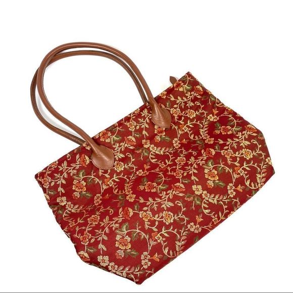 Pasttimes vintage floral fabric large tote bag w pouch - Picture 15 of 15